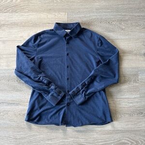 Calvin Klein Navy Long Sleeve Button-Up Shirt Sz L Men's Extra Slim fit Stretch